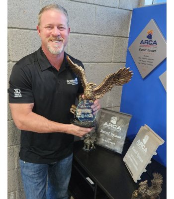 Russ holding ARCA trophy
